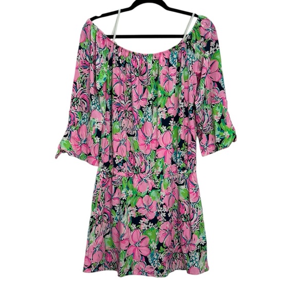 LILLY PULITZER PINK BLOSSOM TRY ZEST LANA OFF SHOULDER SKORT ROMPER Size Medium